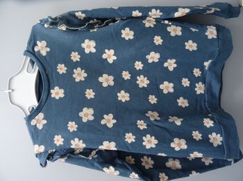 Sweat-shirt bleu à fleurs-10 ans