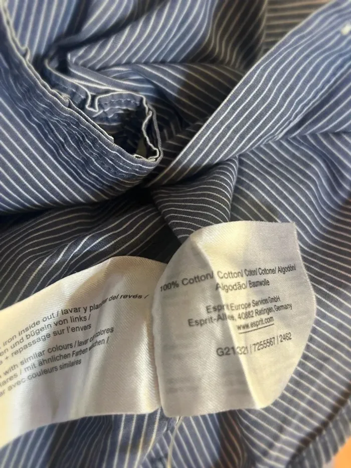 Superbe chemise bleu tendance et vintage - 100% coton - esprit - taille 32 - photo numéro 4