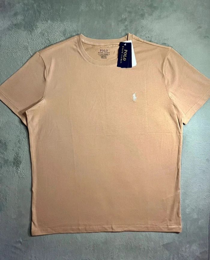 T-shirt Ralph Lauren Crewneck Embroidered Beige White Poney – Taille L - photo numéro 2