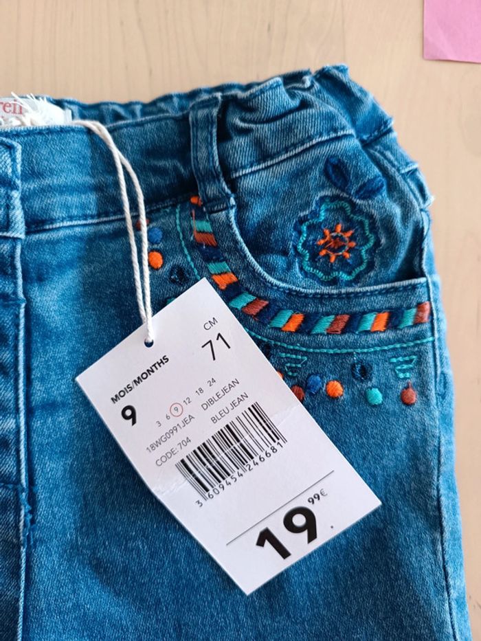 Jean neuf 9 mois taille réglable dpam - photo numéro 2