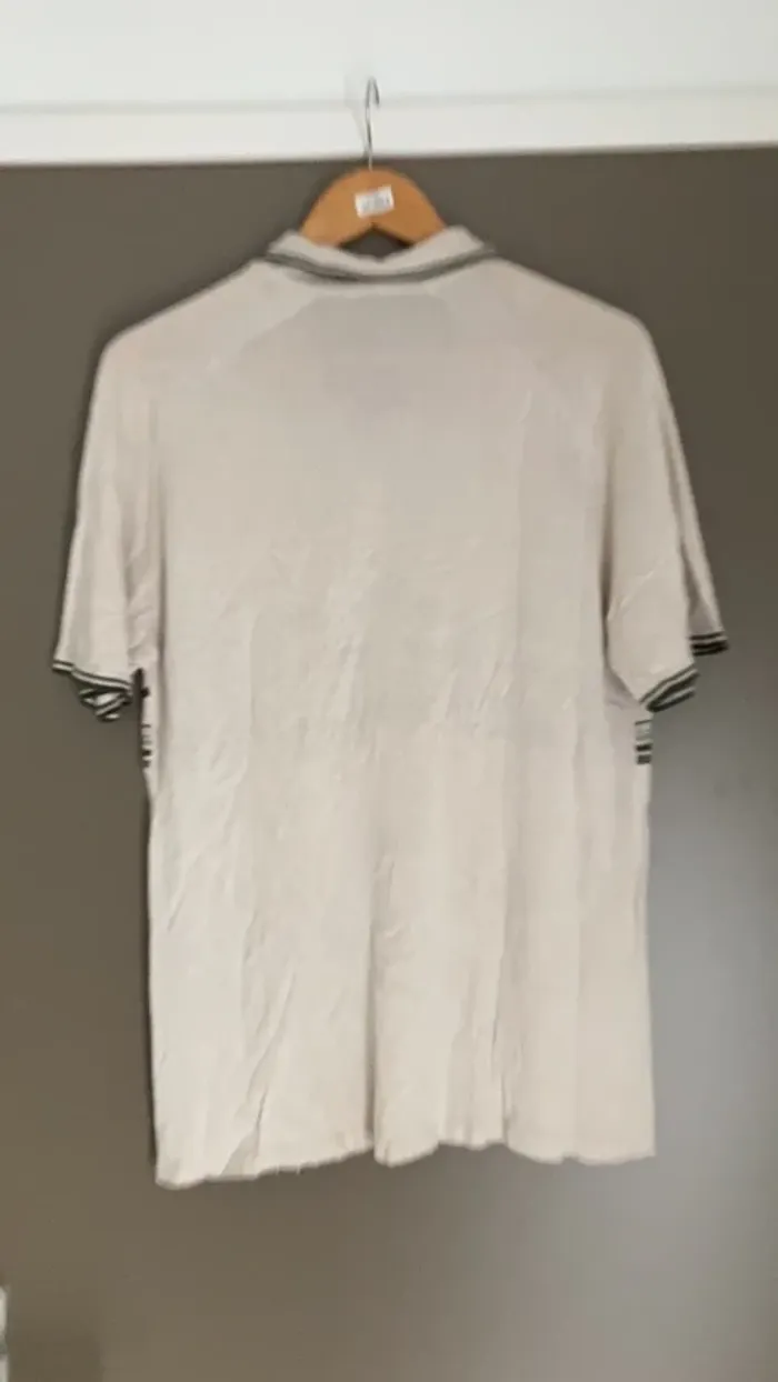 Polo homme manches courtes L écru rayures kaki H&M - photo numéro 7