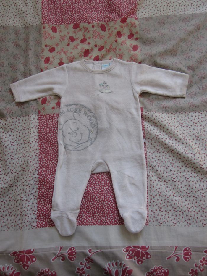 Pyjama velours beige Winnie l'Ourson 3 mois