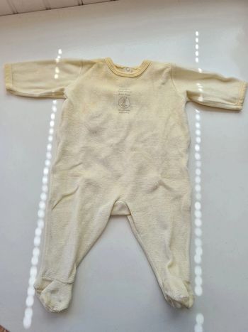 Pyjama Petit Bateau grenouillère mixte, manches longues avec pieds, jaune Petit bateau 3 mois