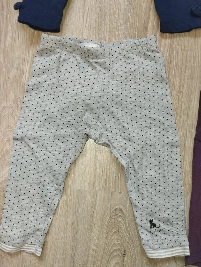 Lot leggings fille 12 mois bleu, rose, violet, gris - photo numéro 2