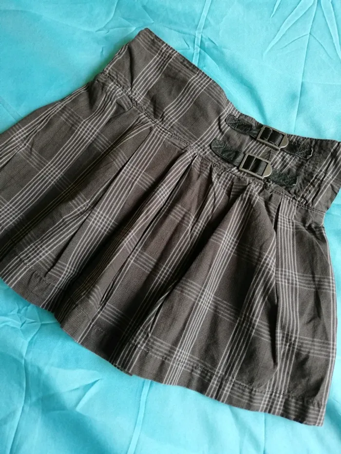 Jupe à carreaux gris fille