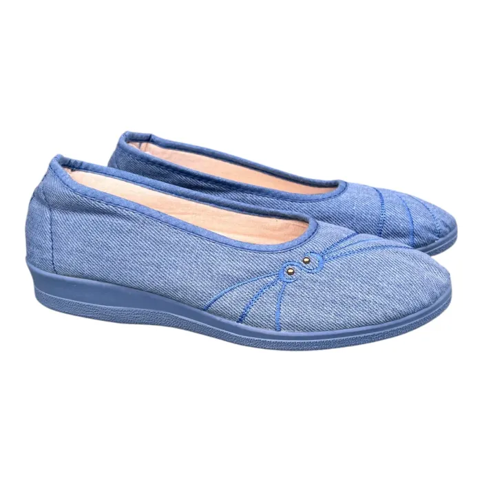 Chausson pantoufle brodé bleu femme Taille 37 Neuf