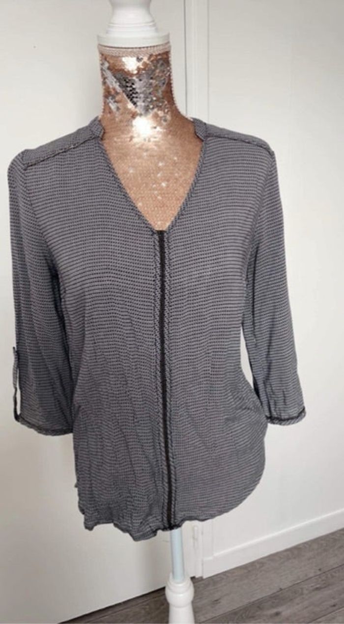 Blouse cache cache S noir et blanc