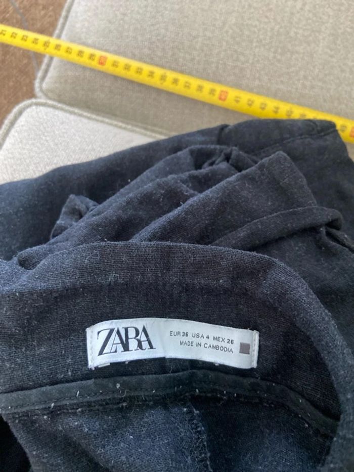 Pantalon ample noir mélange lin Zara Taille S - photo numéro 5