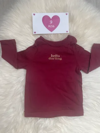 9 mois - T-shirt ML Bordeaux