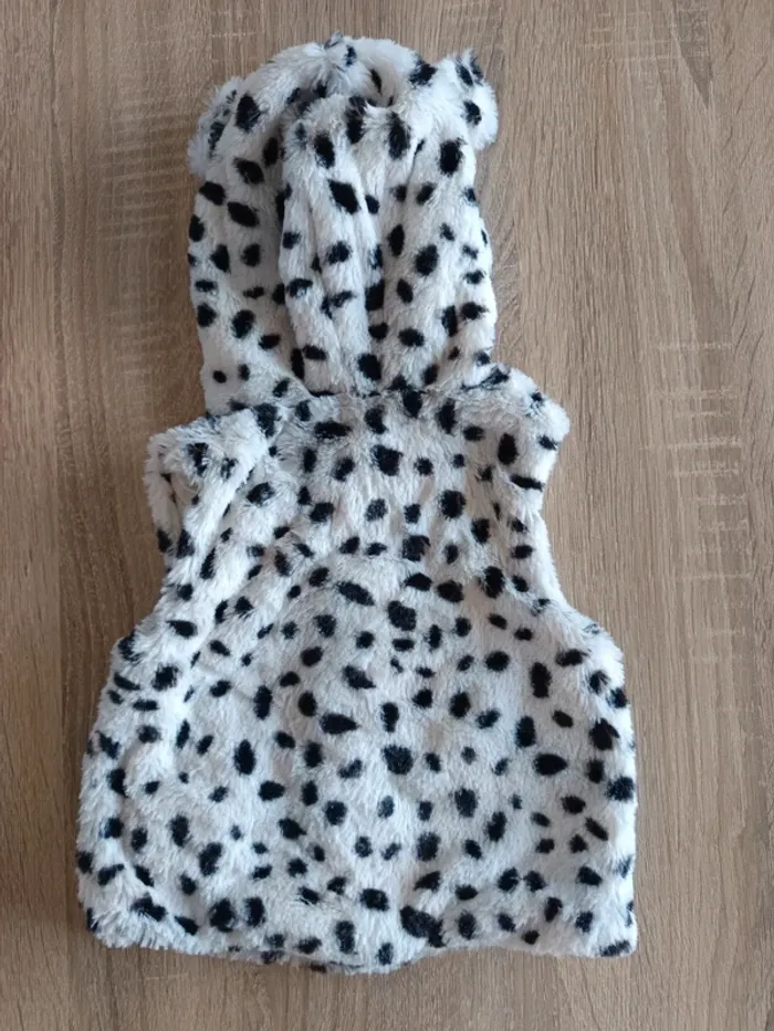 Veste sans manches à capuche oreilles de nounours blanche et noire bébé fille 6 mois Kiabi - photo numéro 2