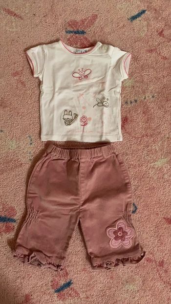 Ensemble pantalon et tee shirt manches courtes 3 mois