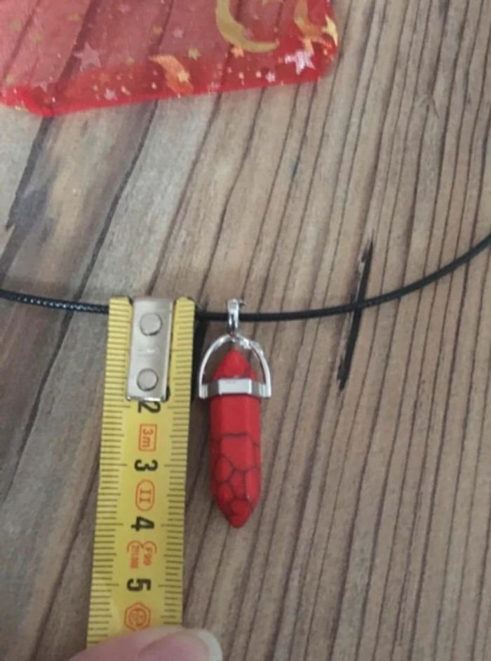 Jolie collier / pendentif en quartz hexagonal cordon en cuir - photo numéro 3