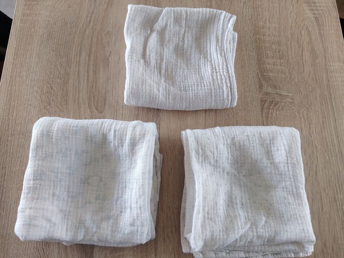 Lot de 3 langes tout doux en gaze de coton bio et fibre de bambou 75x75cm lassig - photo numéro 1