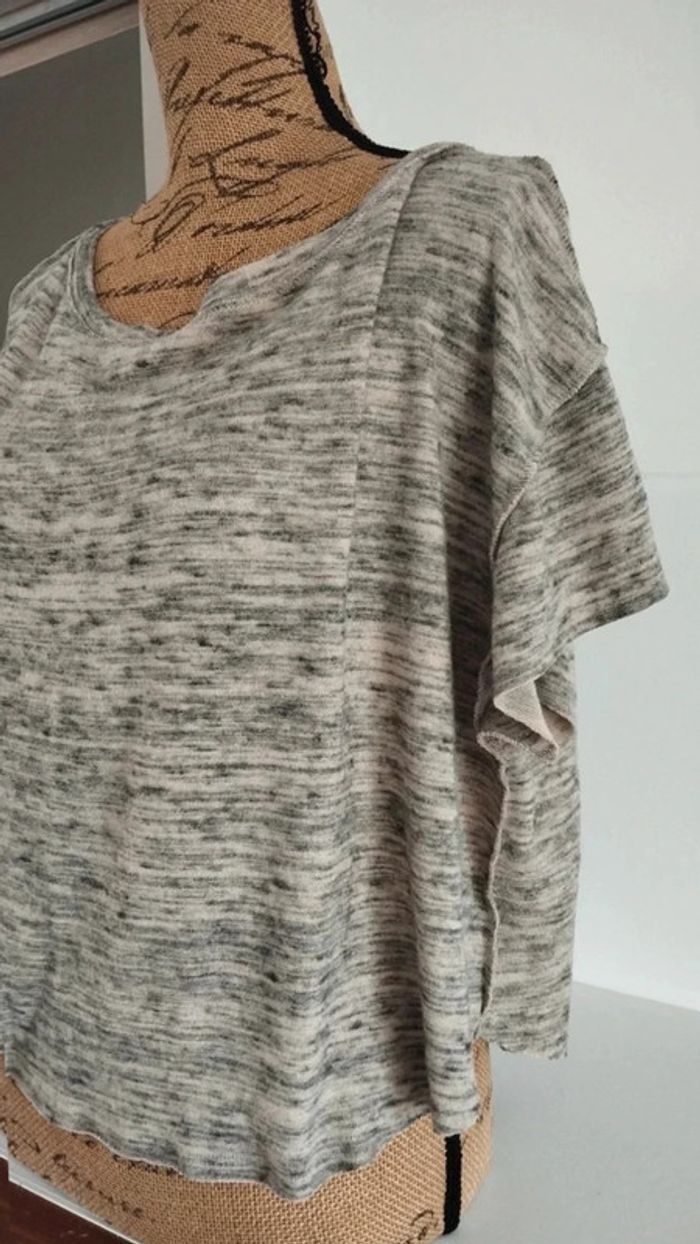 Top haut Tee shirt beige chiné taille l - photo numéro 4