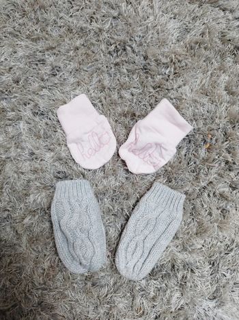 Lot Gants naissance anti griffures rose fille