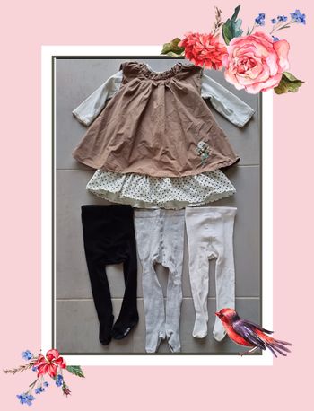 Ensemble robe Berlingot et 3 collants en 18 -24 mois