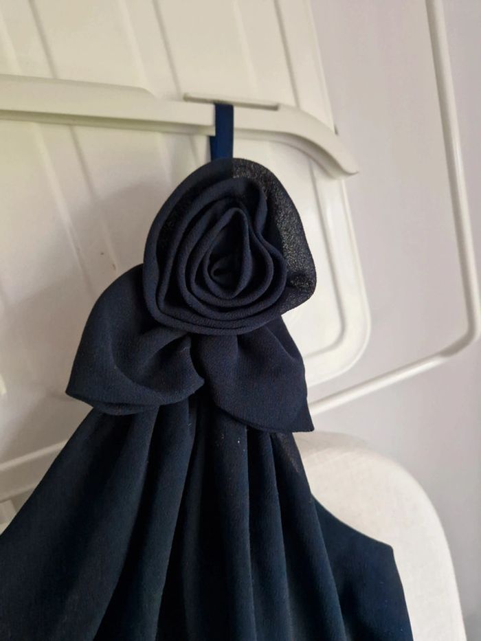 Robe de fête à bretelles B&H Moda bleu marine brillants M - photo numéro 3