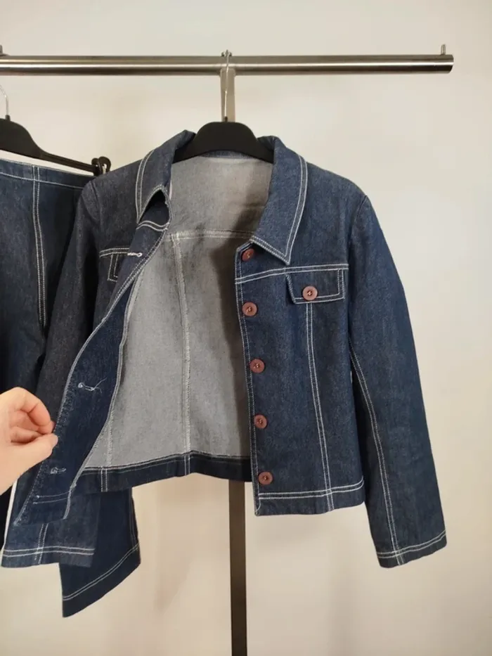 Ensemble en jean Femme - pantacourt +veste Fait main - Taille 36 estimée - A612 - photo numéro 5