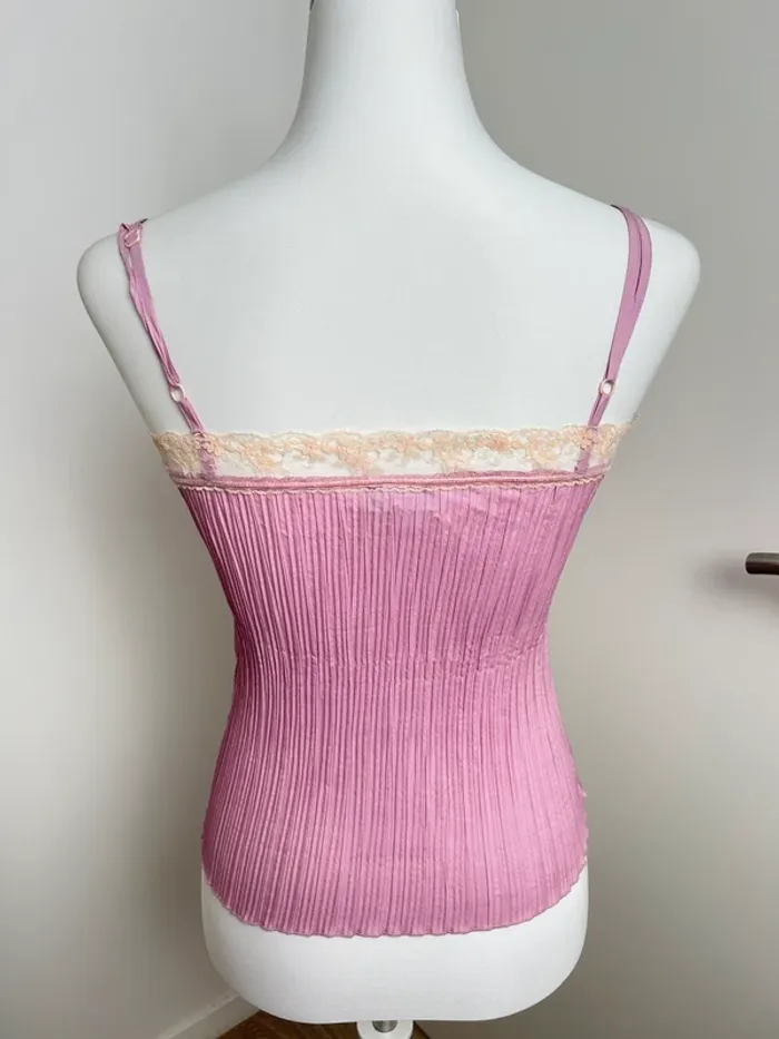 Top vintage plissé rose coquette – Un Deux Trois taille M - photo numéro 2