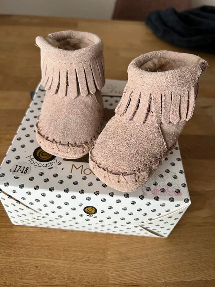 Bottine fourrée rose et chocolat - photo numéro 2