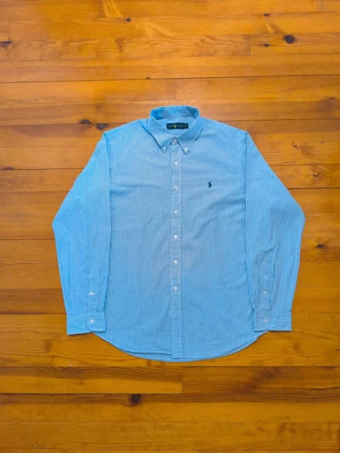 Chemise à rayure - Ralph Lauren - Logo brodé marine - Bleu, blanc - Taille XL - photo numéro 3