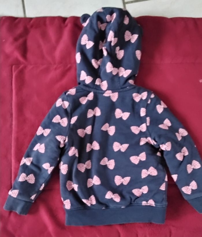 Veste molletonné  ,à capuche  ,fermeture,  bleu avec nœud rose  ,Lupilu  ,24M - photo numéro 5