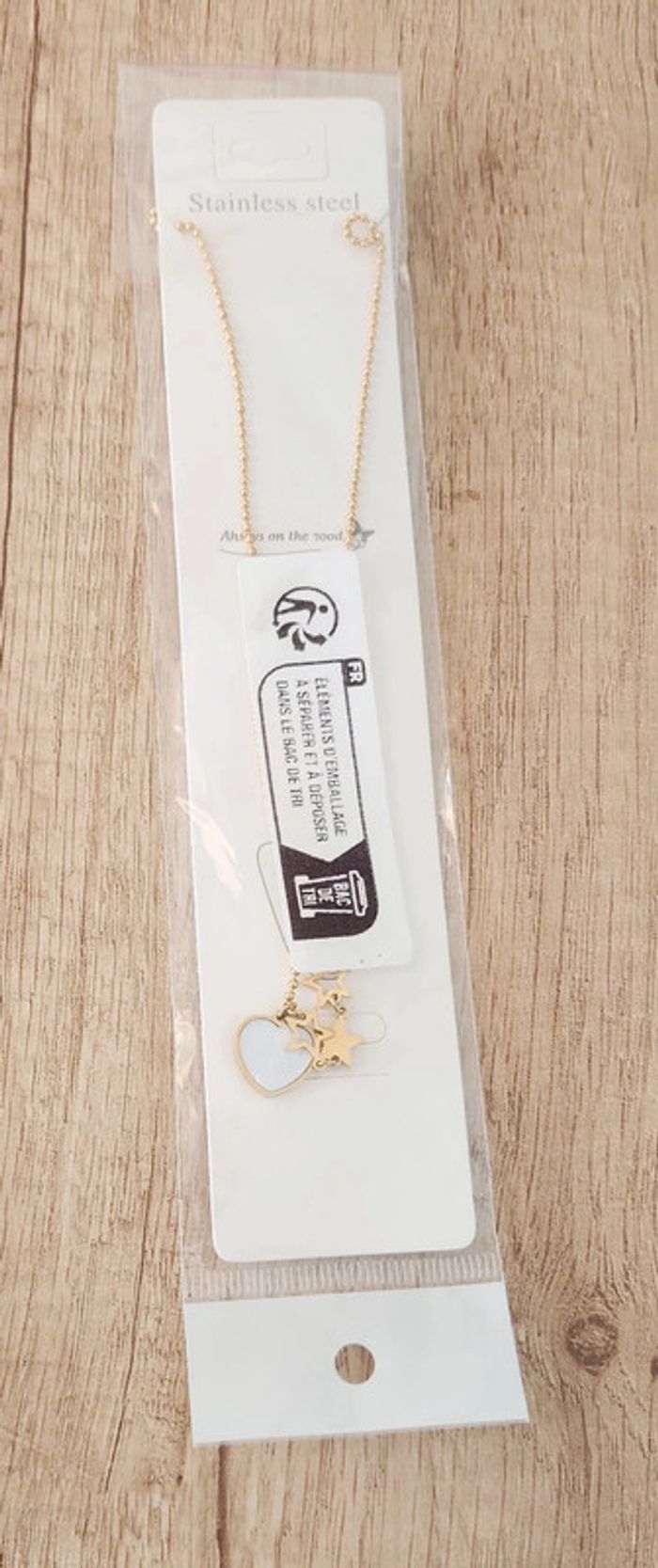 Collier fantaisie réglable doré cœur et étoiles - photo numéro 2