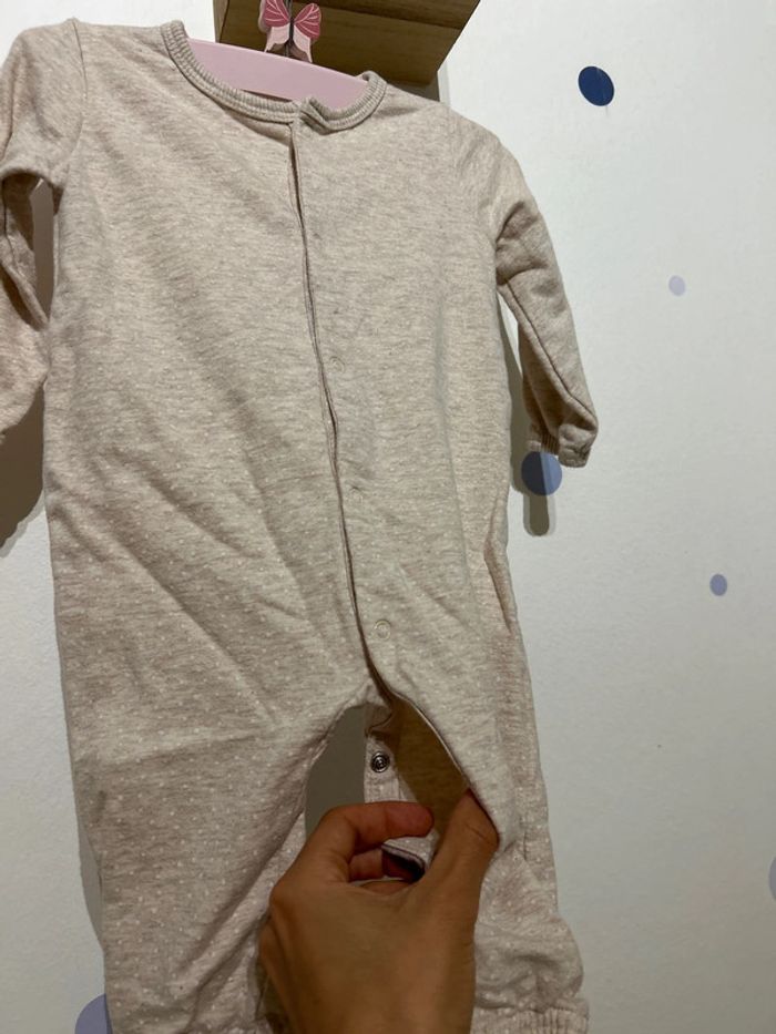 Grenouillère beige à pois blanc sans pieds 62-68cm - photo numéro 3