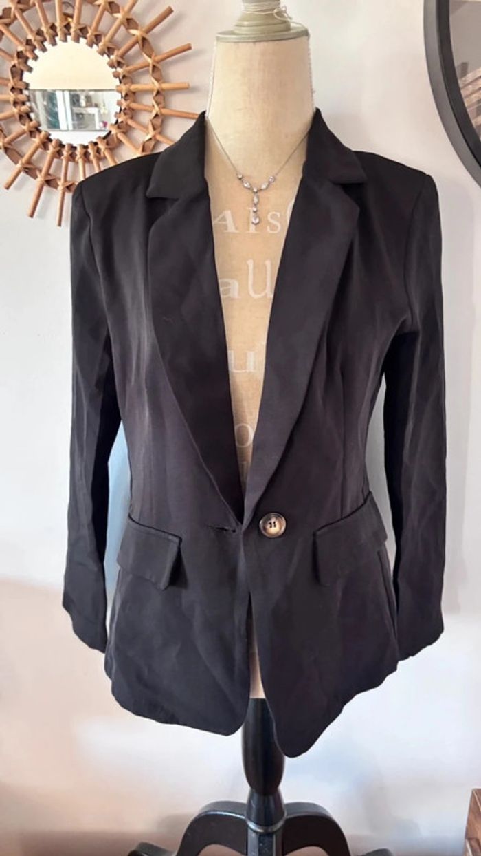 💕 blazer cintré noir long taille 38 m #shein - photo numéro 4
