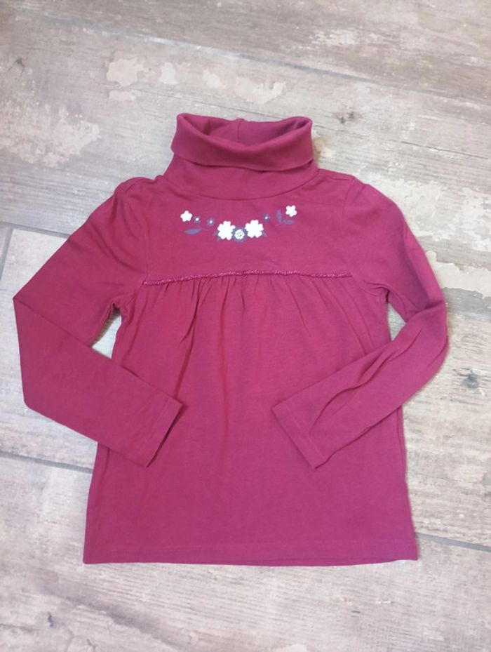 Sous pull col roulé Fille 5 ans Fleurs Sergent major