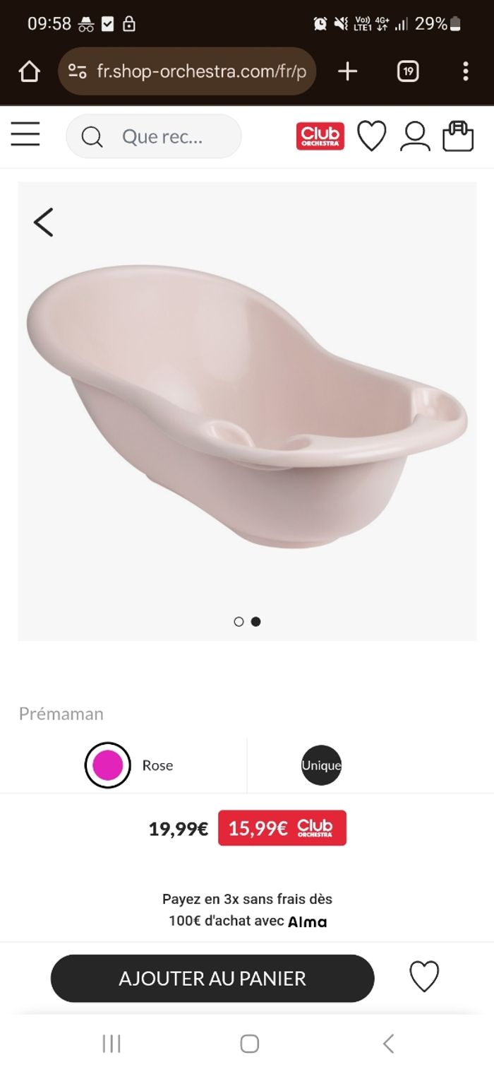 Baignoire avec support