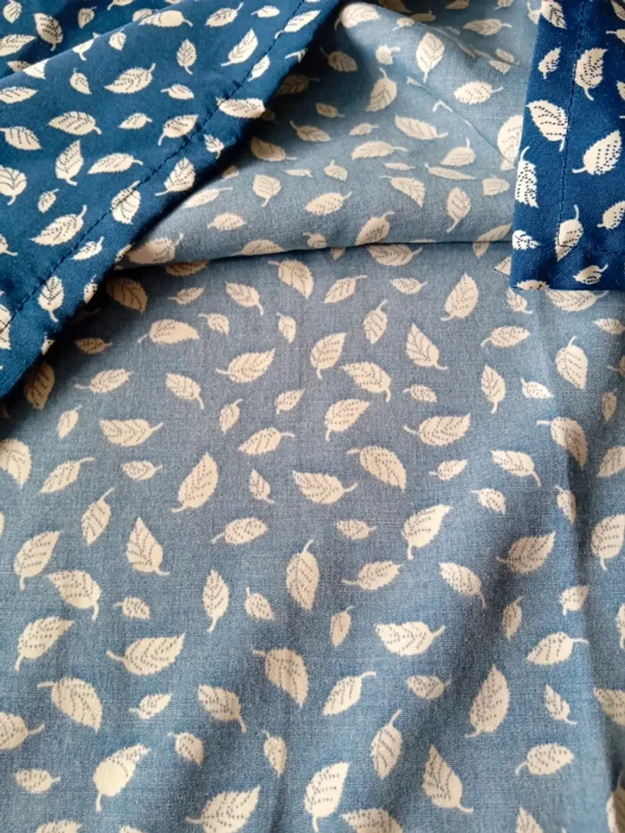 Blouse sans manches fluide col rond motif feuilles bleu femme L - photo numéro 17