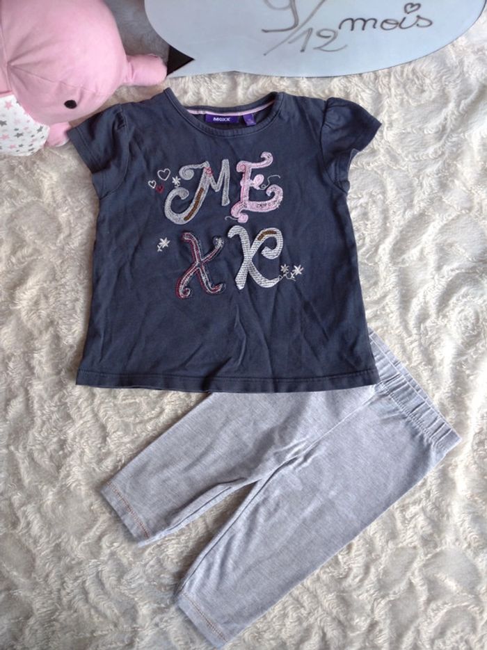 Ensemble (tee shirt manches courtes+legging) Fille 9/12 mois Mexx Fleurs - photo numéro 2