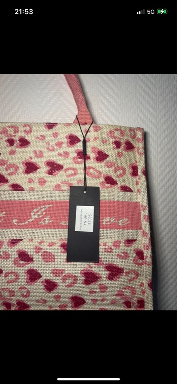 Sac cabas rose et blanc - photo numéro 4