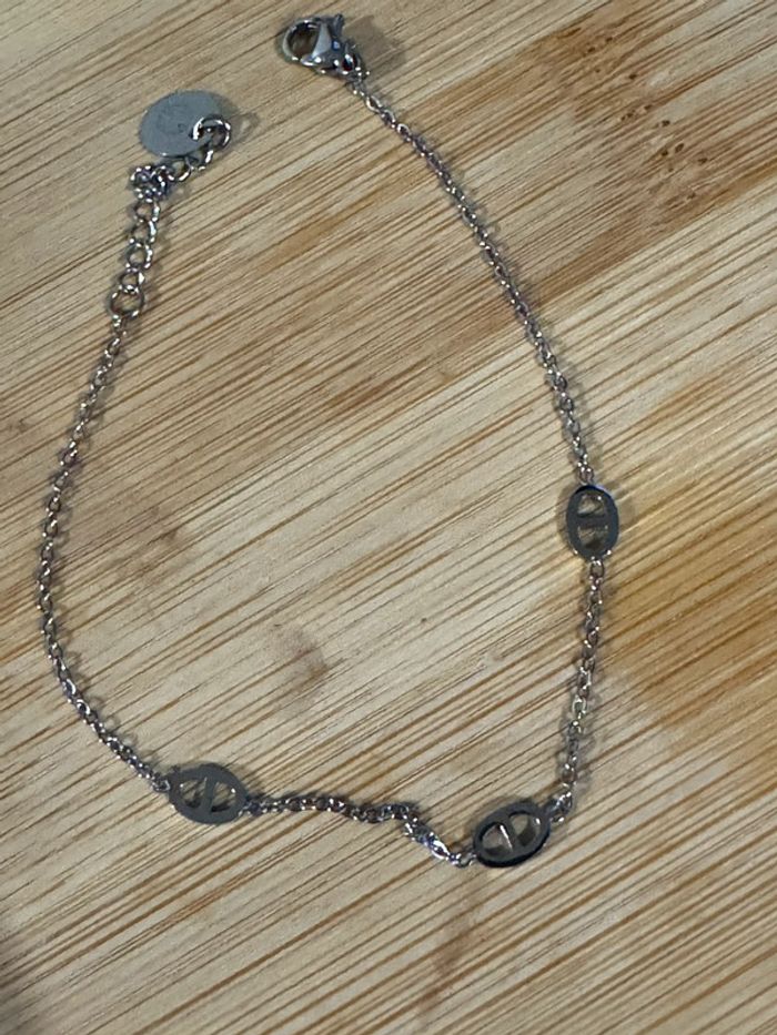 Bracelet réglable acier inoxydable argent petit maillons farandole