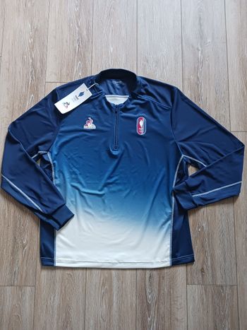 Sweat France semi fermeture bleu foncé et blanc écru Le Coq Sportif édition Jeux Olympiques Paris 2024 taille XL