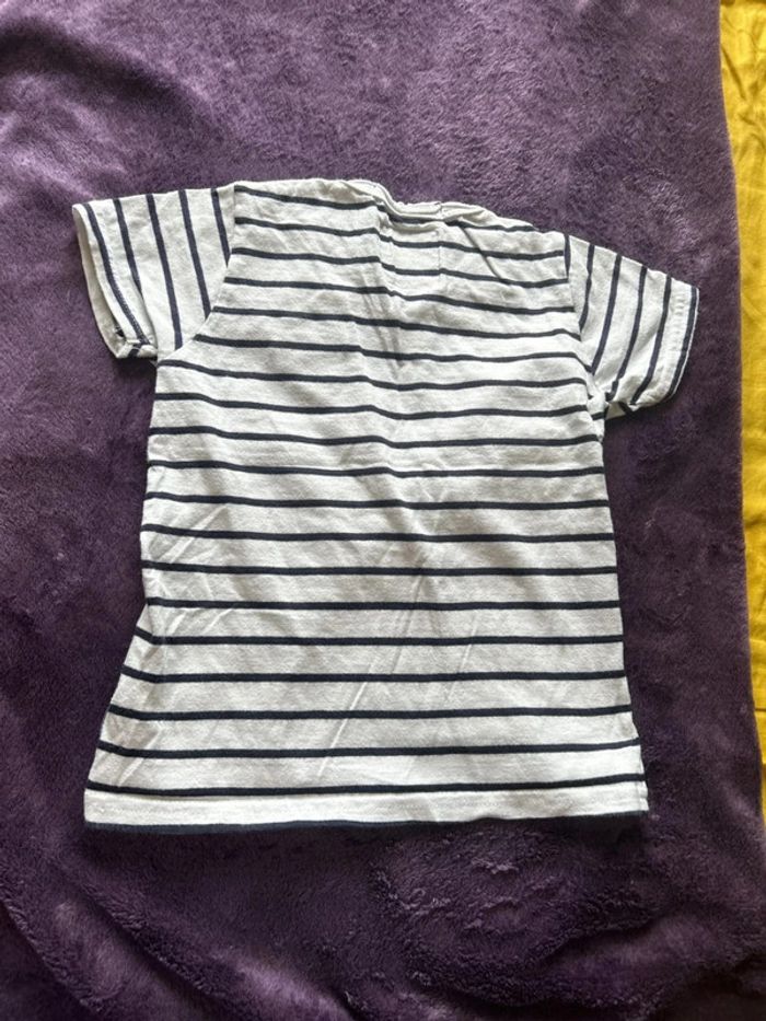 T-shirt manches courtes garcon en coton Ritchie Jeans rayé marine et blanc taille 3ans. - photo numéro 4
