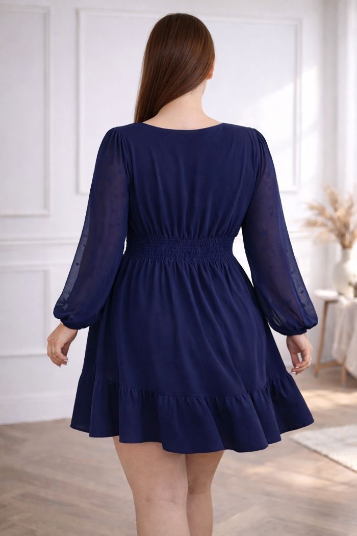 Robe manches longues bohème chic bleue marine Femme taille 54 marque Asos 💍 - photo numéro 2