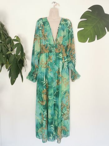 Maxi dress, Robe longue bohème à imprimé Tropical et décolleté plongeant Taille XL