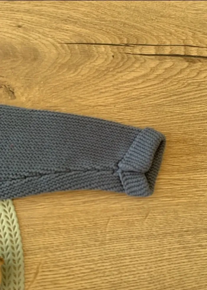 Gilet chaud bleu gris claire - obaibi - 12mois - photo numéro 2