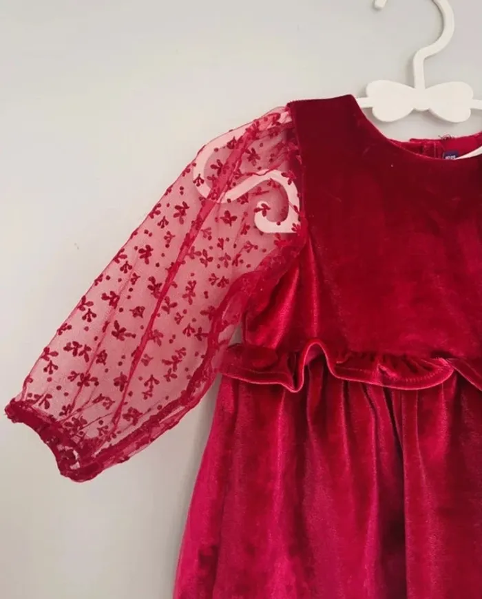 Robe en velours bordeaux et manches en tulles 6 mois - Sergent Major - photo numéro 2