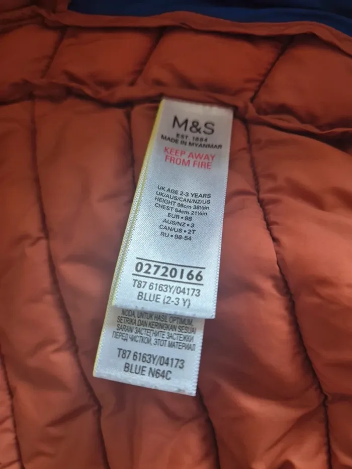 Doudoune M&S Bleue 2-3ans - photo numéro 4