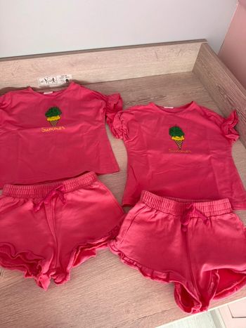 Lot 2 ensembles Ativo rose fuschsia à motif glace