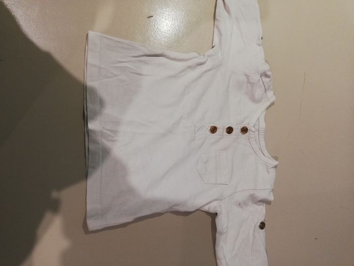 Tee shirt manche longue garçon blanc vertbaudet 3 mois