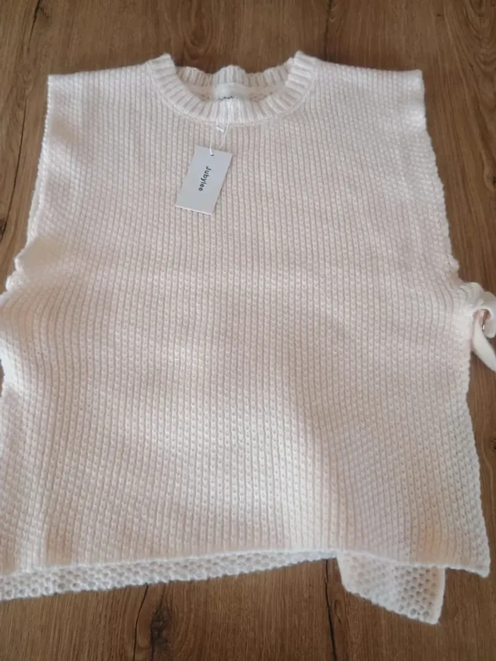 gilet sans manche type poncho blanc TU - photo numéro 4