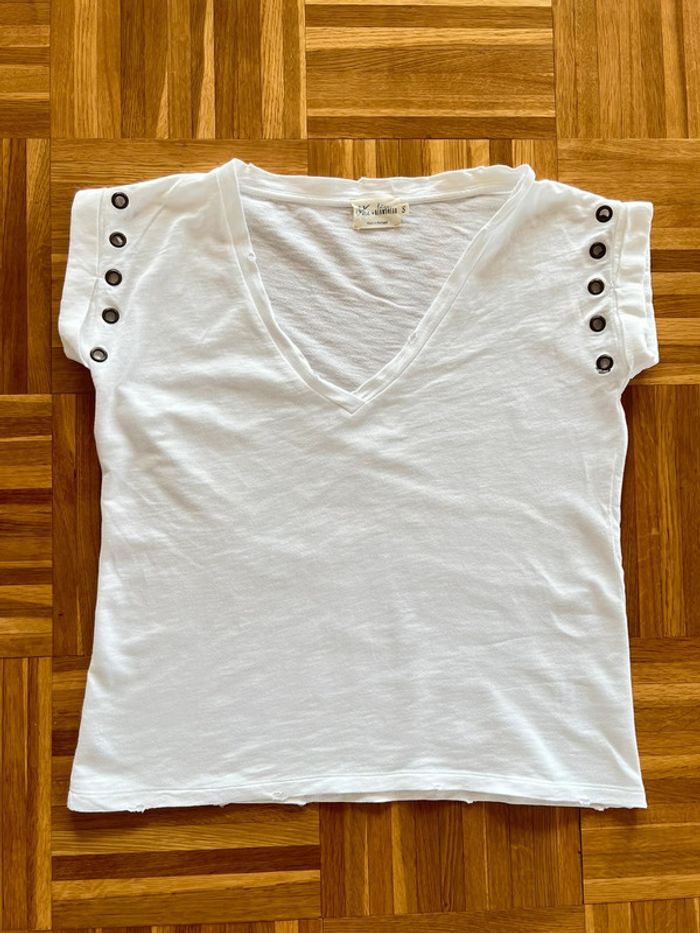 T-shirt blanc à œillets en métal – Taille S Orta x Lisa Germaneau - photo numéro 9