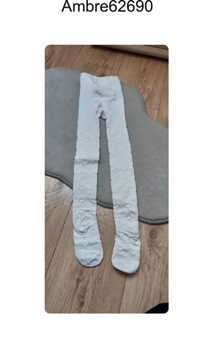 Collants blancs motif coeur h&m 4/6 ans (110/116 cm) - photo numéro 2