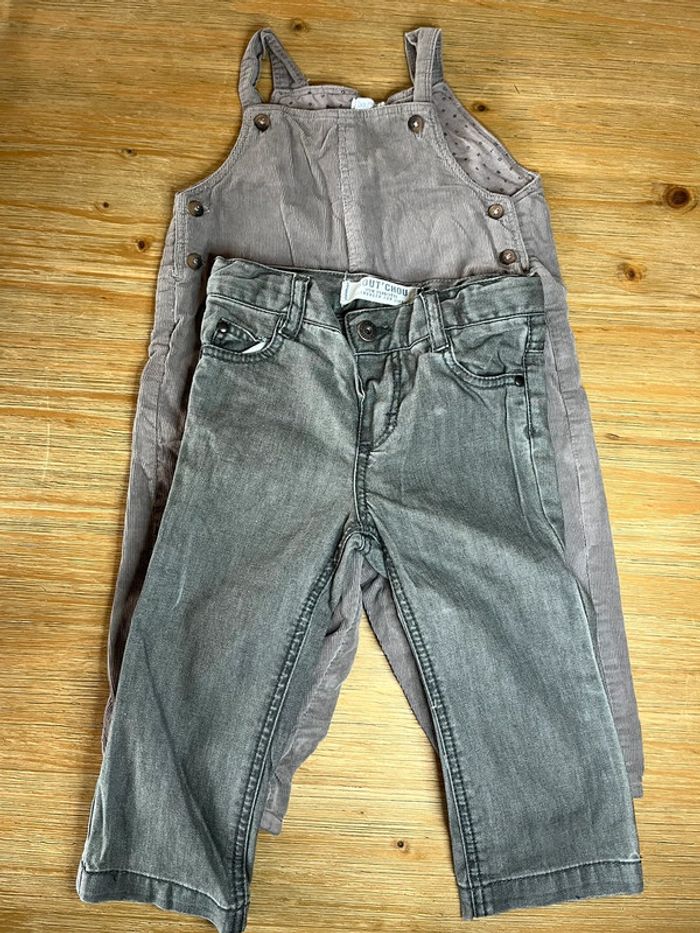 Lot de un pantalon et une salopette Bout’chou 9 mois #EmmaLille9mois