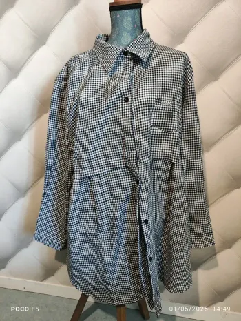 Chemise pied de poule manche longue taille 5XL 56/58