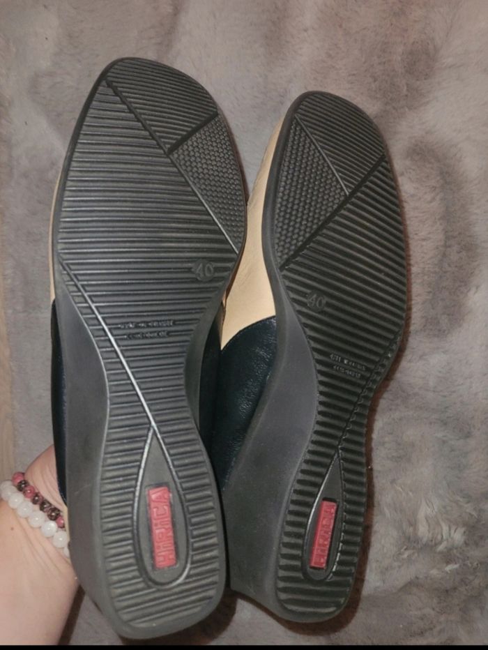 Mocassins compensés beige et bleu marine Hirica - photo numéro 5